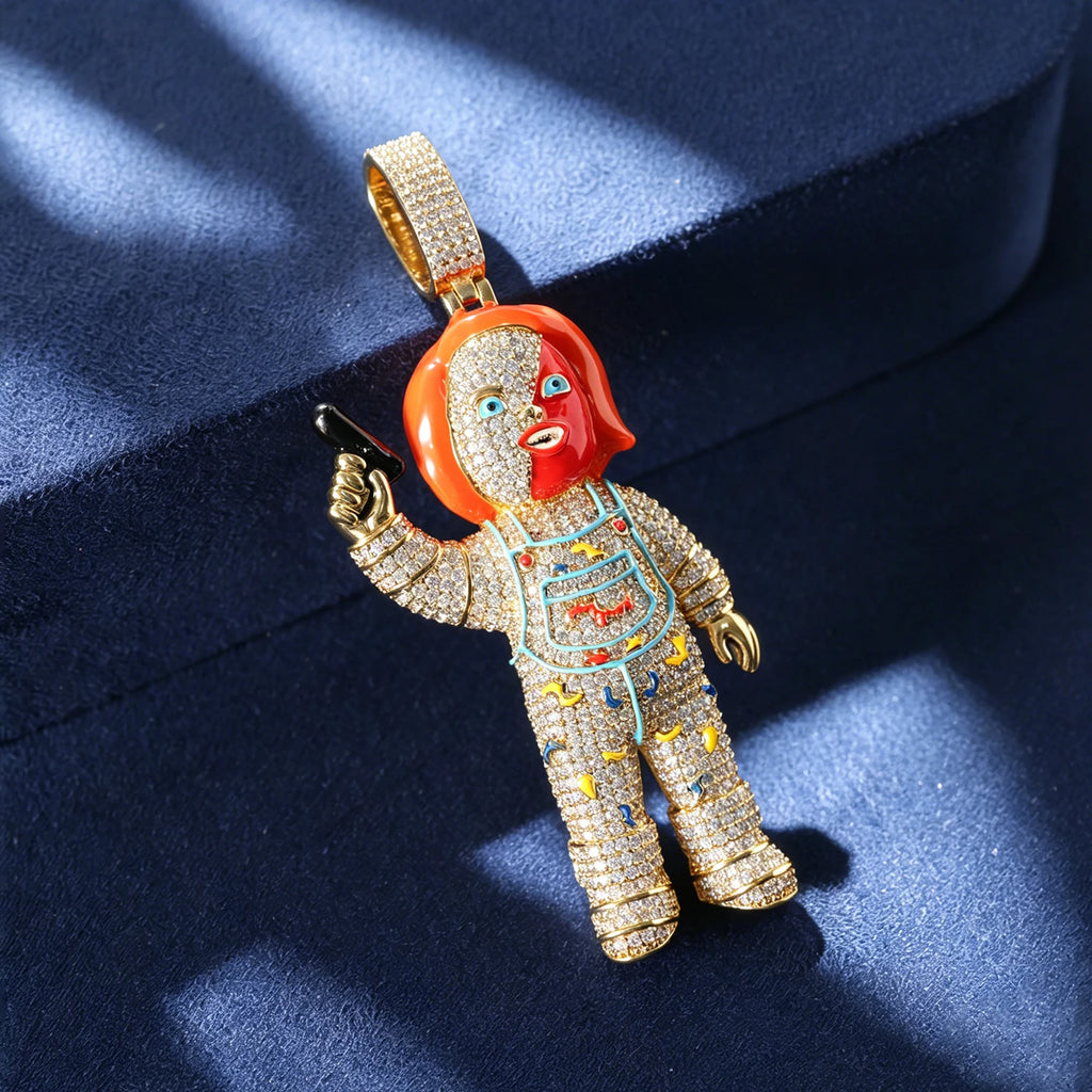 Iced Out Chucky Doll Pendant - CZ