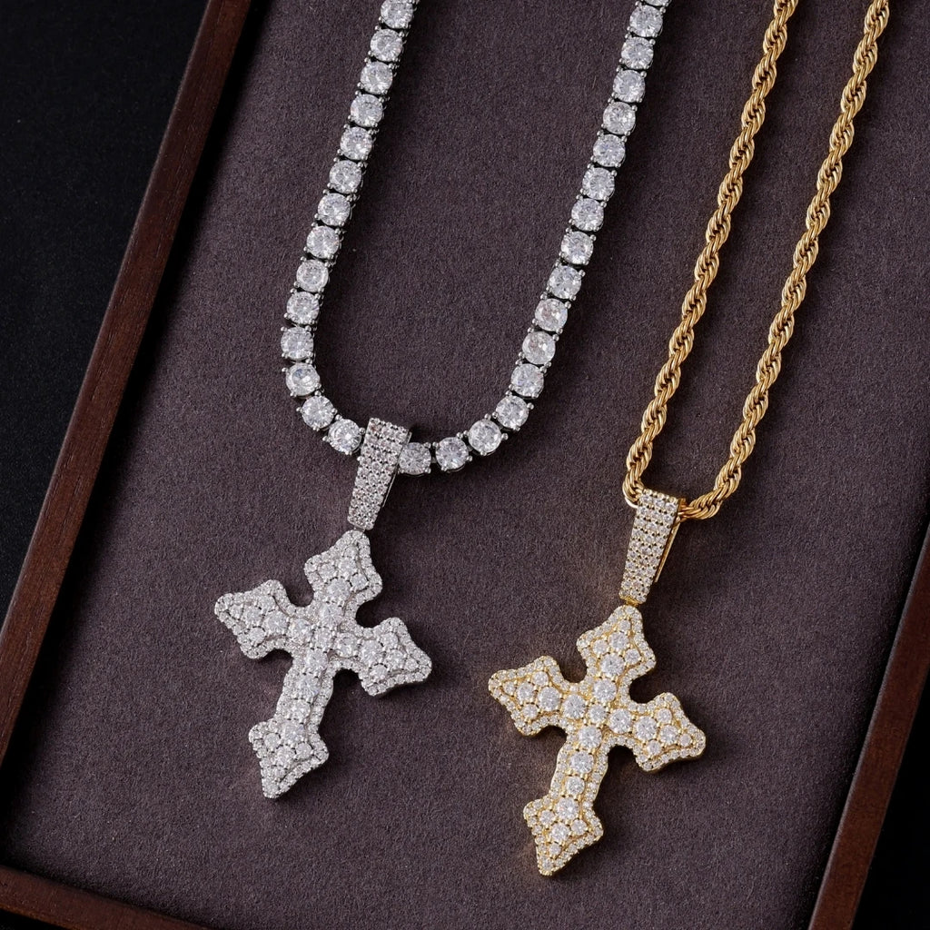 Iced Out Cross Pendant - CZ