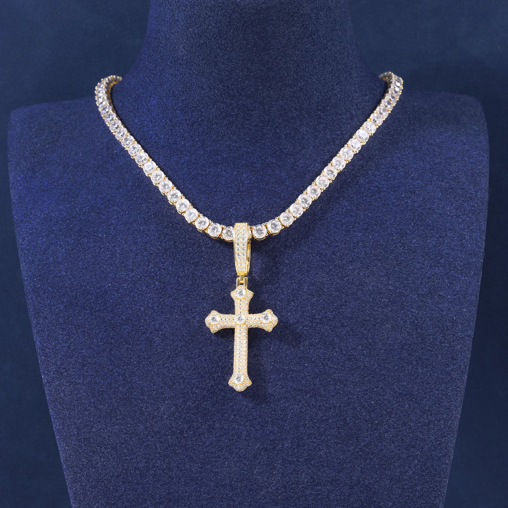 Iced Out Cross  Pendant - VVS D Moissanite 925 Sterling Silver