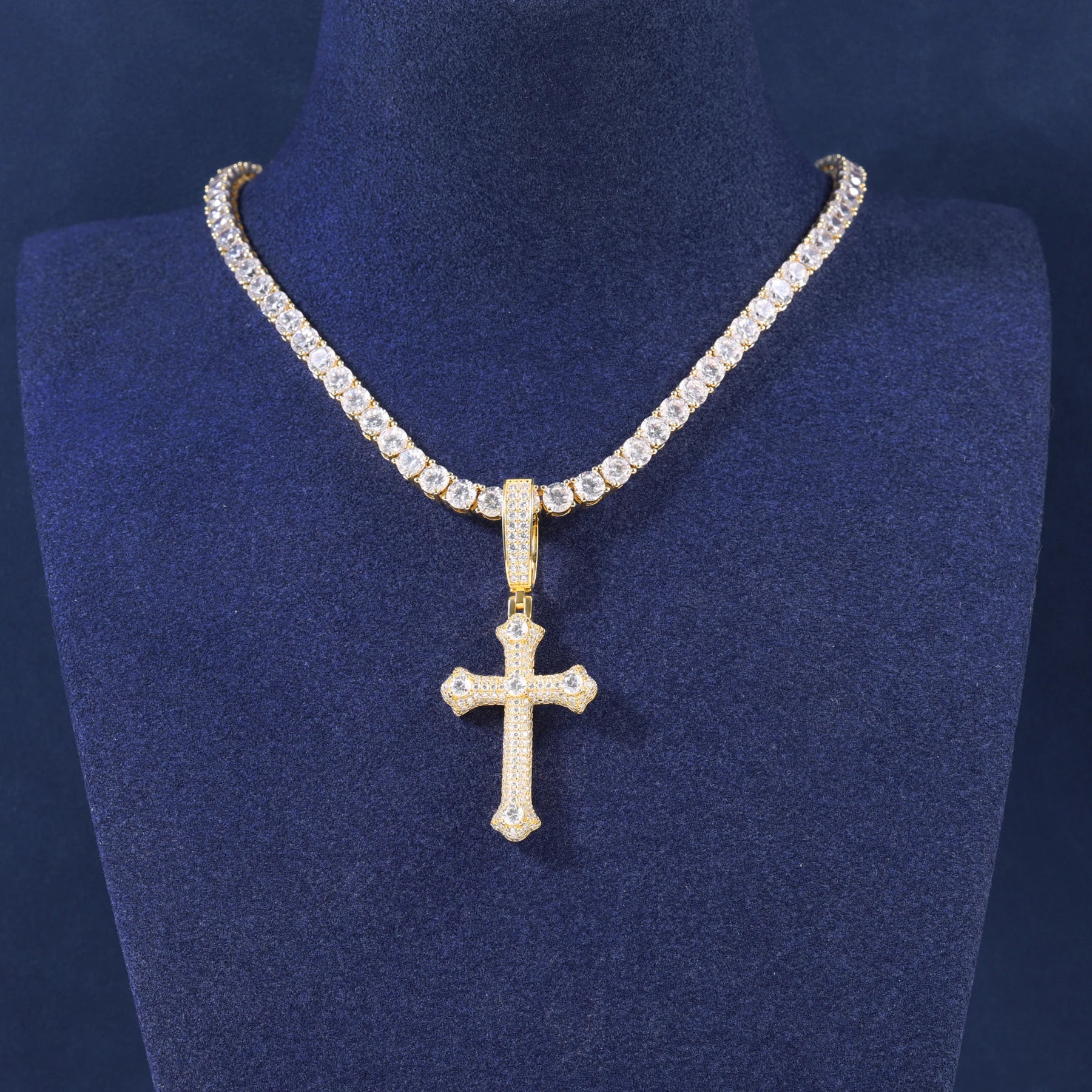 Iced Out Cross  Pendant - VVS D Moissanite 925 Sterling Silver