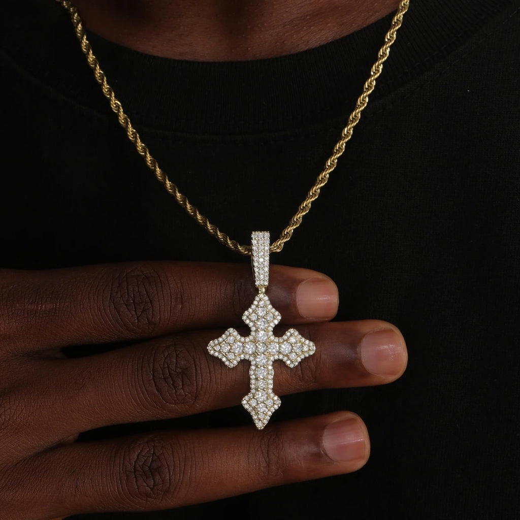 Iced Out Cross Pendant - CZ