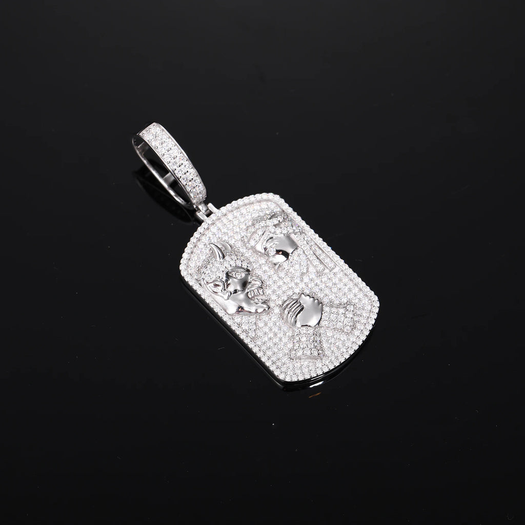 Jesus vs Devil Pendant - Moissanite 925 Sterling Silver