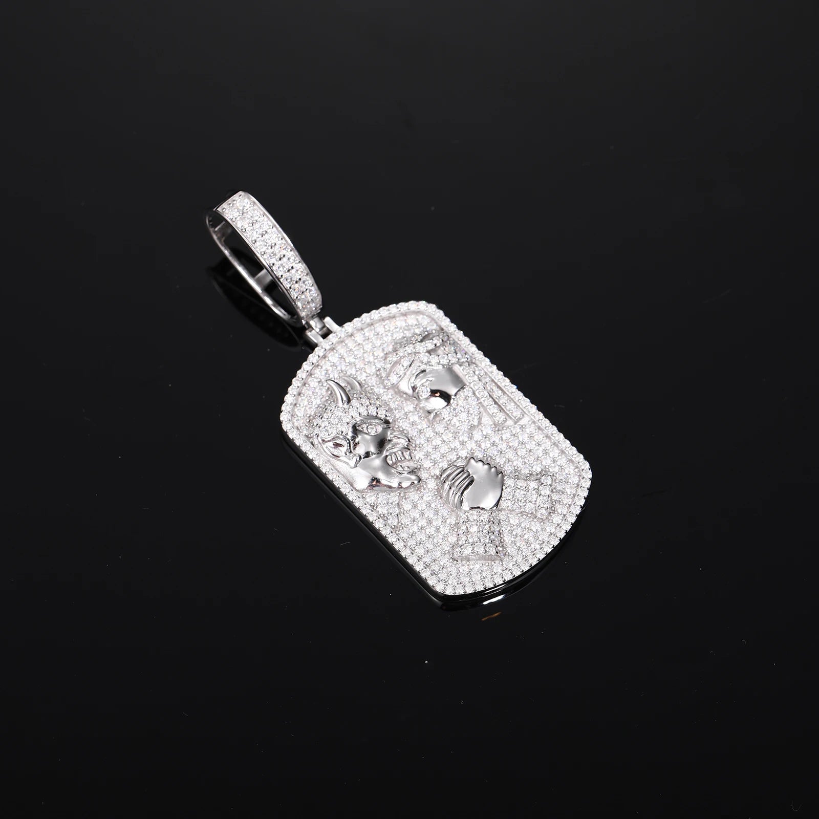 Jesus vs Devil Pendant - Moissanite 925 Sterling Silver