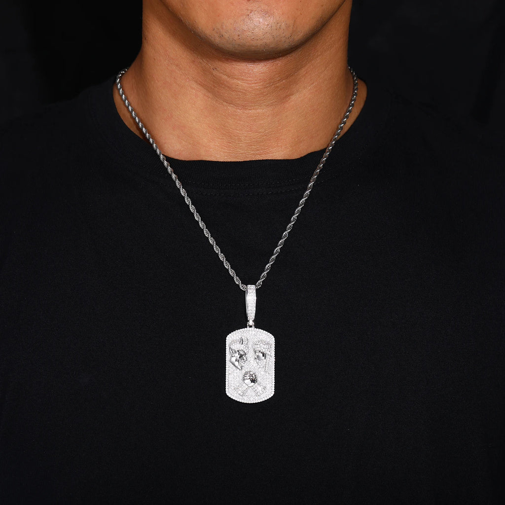 Jesus vs Devil Pendant - Moissanite 925 Sterling Silver